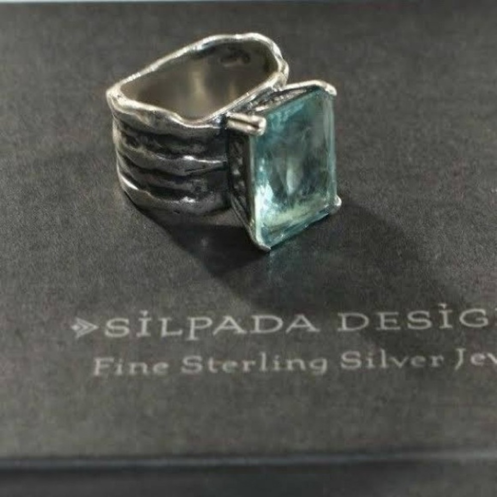 Silpada Sterling Silver Ring with Aquamarine Stone